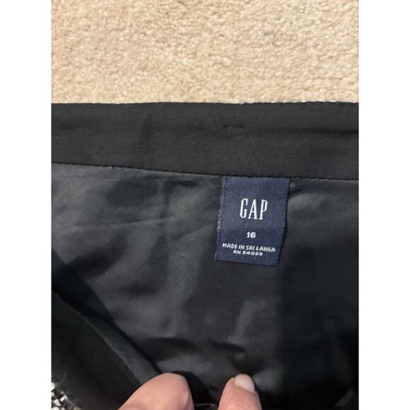 Gap Tweed Y2K Wool Blend Velvet Trim Skirt Womens Size 16 Lined Side Zip Black - Picture 3 of 5